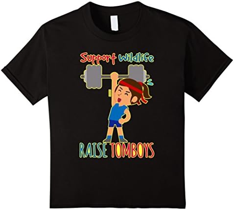 Kids Support Wildlife Raise Tomboys Tough Girl T-Shirt 10 Black