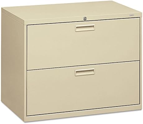 HON Products - HON - 500 Series Two-Drawer Lateral File, 36w x 28-3/8h x 19-1/4d, Putty - Sold As 1 Each - An excellent choice for a small office or home office setting. - Heavy-duty three-part telescoping slide suspension operates on steel ball bearing suspension. - Mechanical interlock allows only one drawer to open at a time to inhibit tipping. - Four adjustable leveling glides. - Adjustable hang rails for side-to-side letter/legal filing.