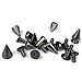 NYKKOLA 100Pcs/Set 9.5mm Silver Cone Spikes Screwback Studs DIY Craft Cool Rivets Punk - Black