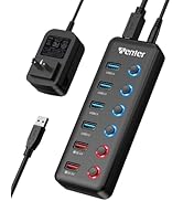 Powered USB Hub, Wenter 6-Port USB 3.0 Hub Splitter (4 USB 3.0 Data Ports + 2 QC 3.0 Fast Chargin...