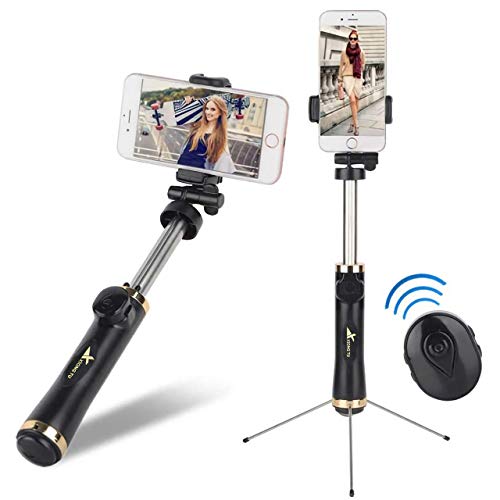 Selfie Stick Suitable for iPhone Xs Max Xr X 8 7 6 6s 5 Plus,Android,Samsung Galaxy and More Extendable Selfie Stick & Tripod with Bluetooth Remote, Lightweight