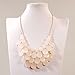 Jane Stone Fashion Bubble Layered Necklace Floating Teardrop Collar Statement Jewelry for Women(Fn0580-Ivory)