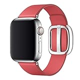SIRUIBO Leather Band for Apple Watch 38mm 40mm Women, Modern Buckle Replacement iWatch Strap Wristband for Apple Watch Series 4 3 2 1 (Peony Pink)