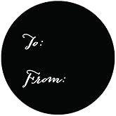 Andaz Press Circle Gift Labels, Whimsical Style, to/from, Black, 40-Pack