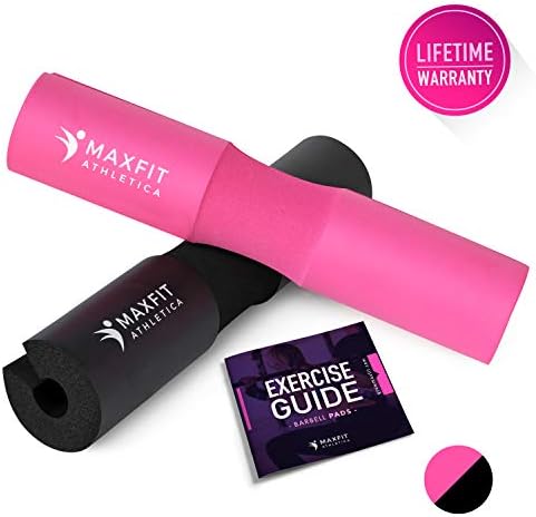 MAXFIT Athletica Ultimate Barbell Squat Pad for Intense Workout Foam Sponge Neck Pads Weight Lifting Hip Thrusts & Squats - Olympic Bar Shoulder Cushion with Straps for Pain Relief & Comfort
