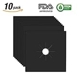 Stove Burner Covers, Gas Stove Cover, Gas Range Protectors, 10-Pack Black Stovetop Burner Liner Cover, 0.2 mm Non-stick, Reusable, Fast clean 10 Pack Heat Resistant (10.6