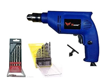 Inditrust 450W Reversible Drill Machine With Left Right Rotation And Variable Speed Trigger 5Pc Masonry Set And 13 Pieces Hss Drill-Set, 10Mm, 450W