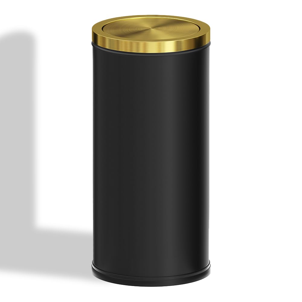 Photo 1 of YOJIA 7.92 gallon/30L Kitchen Trash Can with Lid,Tall Slim,Elegant,Black,Brushed Stainless Steel Lgarbage Can for Office,Hotel,Kitchen (30Lblack)