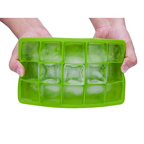 Lot de 2 bacs à glaçons en silicone approuvé par la FDA, 15 glaçons par plateau, idéal pour le whisky, les cocktails et toutes les boissons – Vert