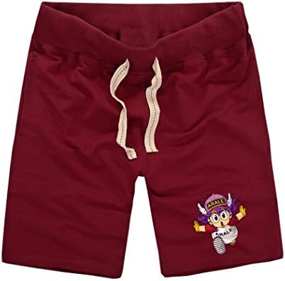 Sysuer Mens Cartoon Cute Girl Arale Cotton Gym Shorts Casual Short Red