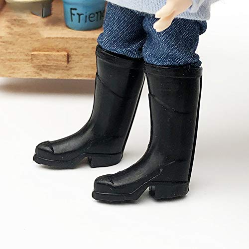 Puppenhaus ZubehöR Miniatur Garten Dekor?Puppen 1/12 Maßstab?schwarz regen Stiefel Schuhe Fee Garten Accessoire 3 Stück… – Bild 3