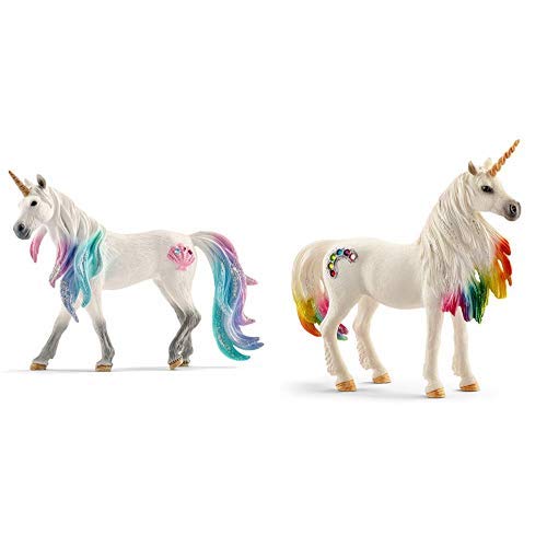 Schleich 70570 Meereseinhorn, Stute & 70524 - Spielzeugfigur - Regenbogeneinhorn, Stute