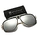 AEVOGUE Sunglasses For Men Goggle Alloy Big Frame Metal Punk Style Shield AE0336 (Gold&Silver, 62)