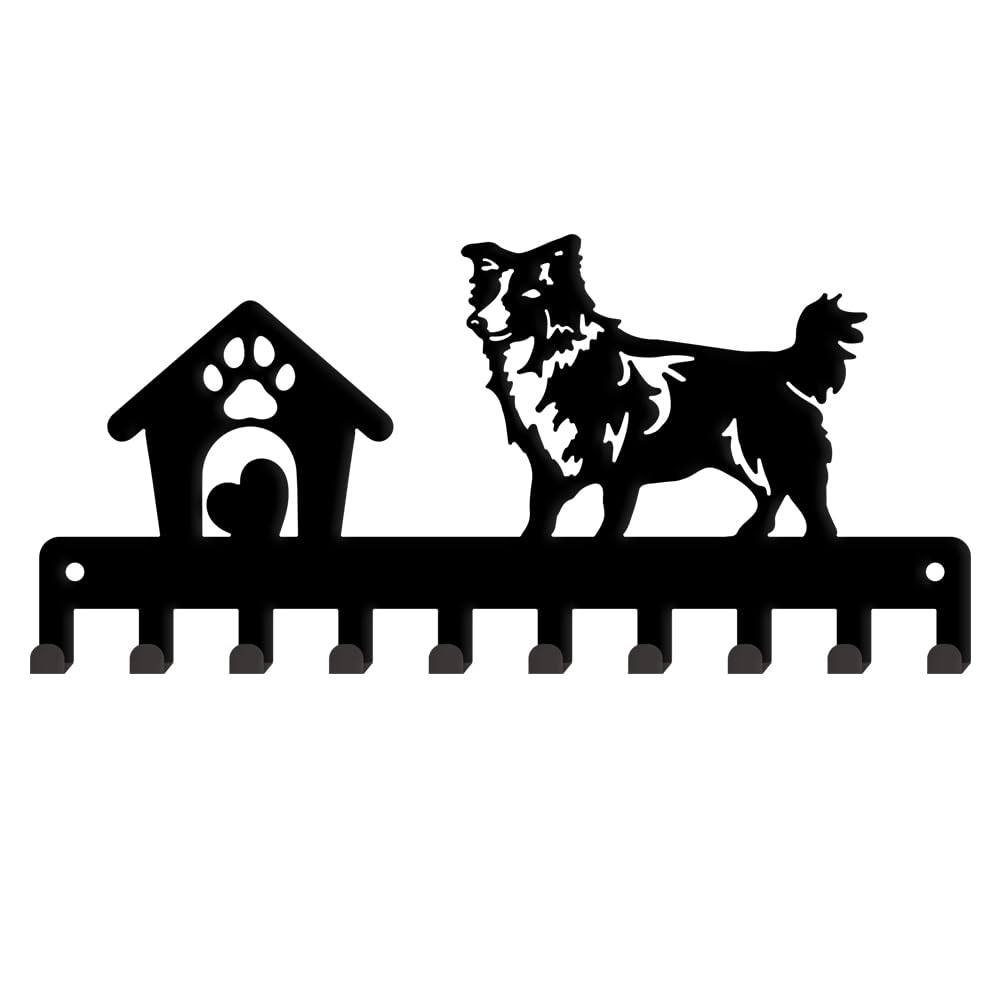 SUPERDANT Shepherd Dog Key Holder Dog House Key Hooks Animal Decorative 10 Hooks Metal Key Rack Key Hanger Wall Mount Home Storage Hooks Entryway Key Hooks for Dog Leash Door