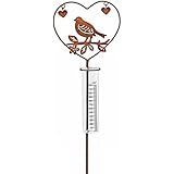 Regenmesser Metall Glas Gartenstecker Garten Deko Herz Blumen Von