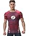 Red Plume Men's Compression Tight Fitness Shirt, Lightning Armor Sports T-Shirt (L, Red)