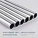 Set of 2 Stainless Steel Boba Straws with Cleaning Brush & Angled-Tip Straws with Carry Bag by Teivio, Wide Bubble Tea & Smoothie Straw with Silicone Tips, 12mm/0.5