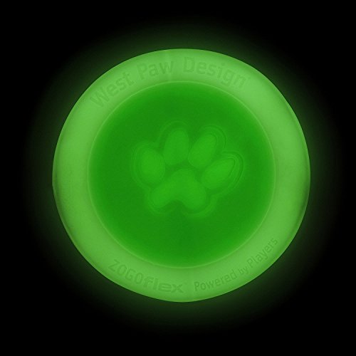 West Paw Zogoflex Zisc Durable Dog Frisbee Nearly Indestructible Flying Disc Dog Toy, 100% Guaranteed Tough, It Floats!, Made in USA, 6.5-Inch Small, Glow