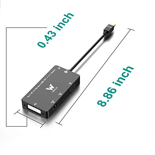 Mini Display Port to HDMI Adapter, 3 in 1 Displayport Cable, Gold Plated 4Kx2K DP Compatible with Thunderbolt to HDMI DVI VGA TV Adapter Cable 1.2 Version