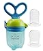 Baby Food Feeder Grow With Me Set | Baby Fruit Feeder | Baby Teething Toy | Silicone Teether Nibbler | 2 Extra Nipples | Free E-Book (Berry Blue)