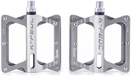 K PEDC Aluminum Alloy Road Bike Pedals Mountain Bike Pedals MTB BMX CNC 3 Sealed Bearings PE07 Silver (Silver)