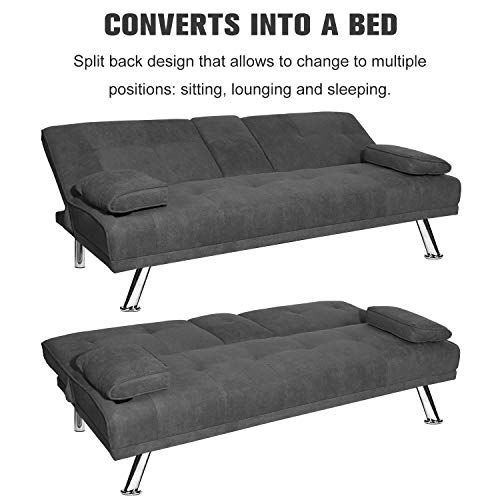 MOOSENG Futon Sofa Bed For Living Room Fold Up & Down Recliner Couch W