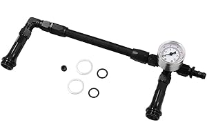 WOKYO Carb Dual Feed Fuel Line For Holley An6, 4150 Braided Dual Feed Inlet Fuel Line Kit With Pressure Gauge An6 Male Flare Carburetor An6 Fuel Inlet Tube