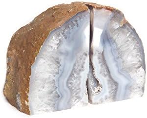Roca Moda Polished Natural Stone Gray Agate Bookends, 1 Pair, 4 lbs, Gray