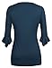 Ninedaily Women's 3/4 Sleeve Vintage V Neck Pleated Long Sleeves Tunic Tops Blue Size XXL