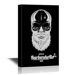 Hair Style Canvas Wall Art - Barbershop with Cool Old Man Head - Gallery Wrap Barber Shop Wall Decoration | Ready to Hang - 12x18 inches