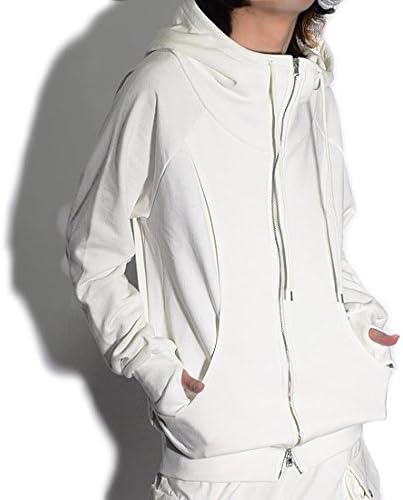 Amazon Alleglo アレグロ 変形ボリュームネック 指貫グローブフルジップパーカー メンズファッション ホワイト 白 トレーナー パーカー 通販