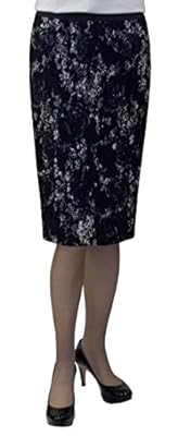 Baby'O Women's Black Floral Stretch Lace Pencil Skirt