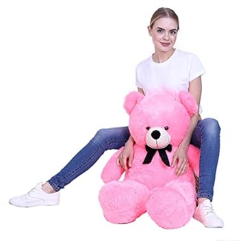 Frantic Soft Plush Fabric Baby Pink Teddy Bear with Neck Bow � 3 Feet