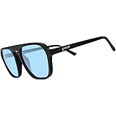 goodr Undercover Stunt Double Polarized Sunglasses, Medium Sized (Retro G), Black Solid Frames with Blue Non-Reflective Glare Reducing Lenses, UV400 Protection, No Slip, No Bounce