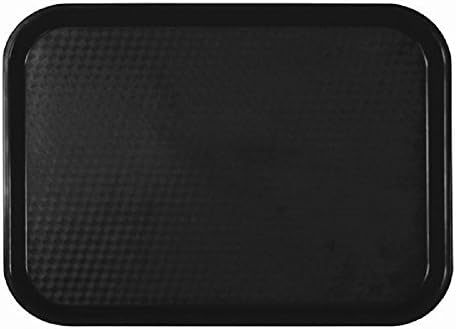 FAST FOOD SERVING TRAYS. SET OF 12 (DOZEN) PLASTIC | CAFETERIA | RESTAURANT (Black, 12" X 16 1/4")