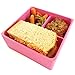 The Parent Diary All Silicone Lunch Box Meal Prep Container for Kids or Adults, Kid Friendly Easy to Open Lid (3 Compartment, Pink - 3 Compartments)