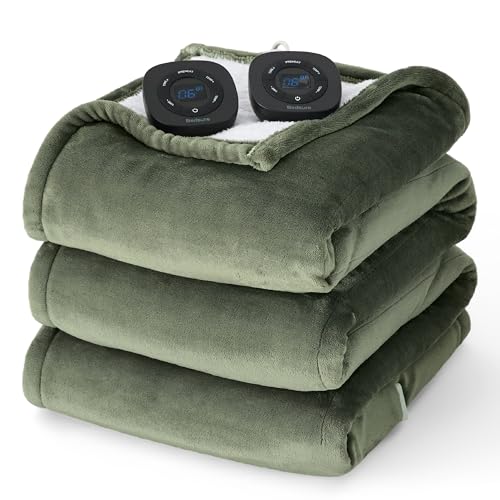 Photo 1 of Bedsure Electric Blanket Queen Size - Dual Control Heated Blanket Queen, Fast Heating with 10 Time Settings & 10 Heat Settings, Warm Gift for Grandma (84x90 inches, Olive Green)