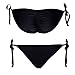 CROSS1946 Sexy Brazilian Ruched Semi Thong Bikini Bottom Women Tie Side By UPS M;Black