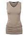 MBJ WT1101 Womens Basic Extra Long Tunic Tank Top with Side Shirring L TAUPE