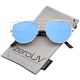 zeroUV - Technologic Full Metal Crossbar Flash Mirror Flat Lens Aviator Sunglasses 54mm