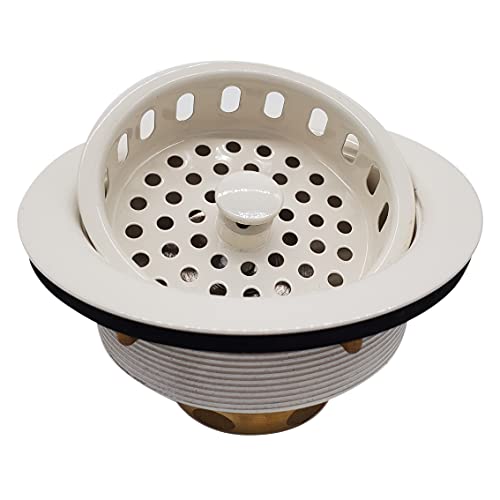 Westbrass D214-51 3-1/2″ Post Style Large Kitchen Sink Basket Strainer, 1-Pack, Powder Coat Almond