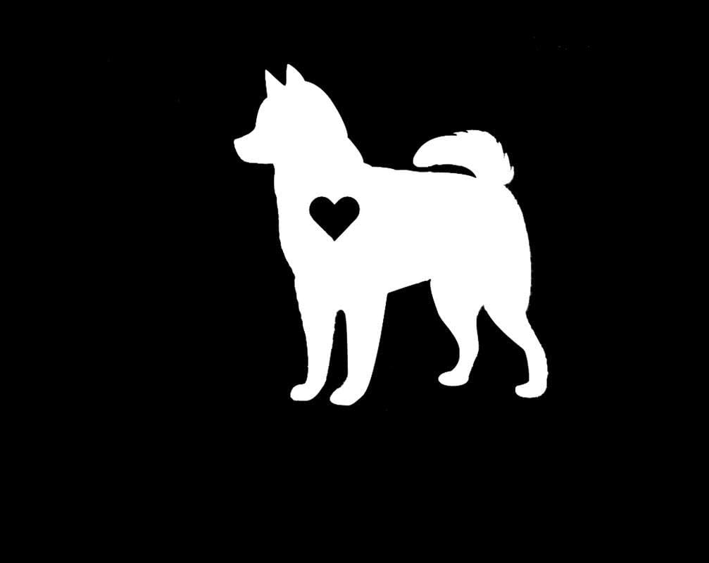 Husky Dog Silhouette with Heart NOK Decal Vinyl Sticker |Cars Trucks Vans Walls Laptop|White|5.5 x 5.5 in|NOK469