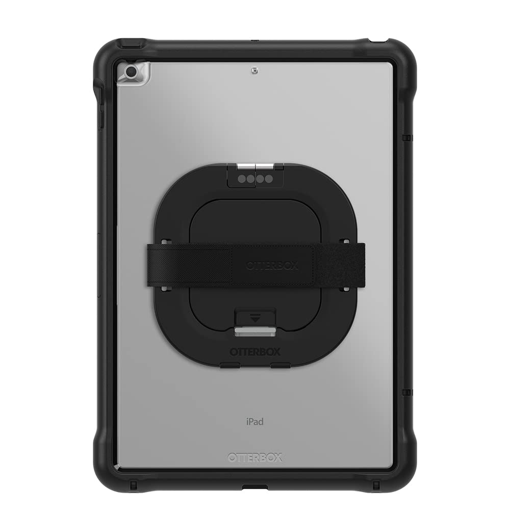 Photo 1 of OtterBox Unlimited Series Case with Kickstand & Hand Strap + Screen Protector for iPad 7th, 8th & 9th Gen (10.2" Display - 2019, 2020 & 2021 Version) - Non-Retail/Ships in Polybag - Clear/Black