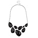 LUX ACCESSORIES Faceted Black Teardrop Gemstone Rhinestone Bib Statement Chain Necklace