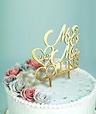 Mr and Mrs Wedding Cake Topper with Customizable Date, Name and Color-D9