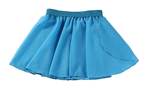 MOLLDAN Girls Athletic Dance Dress Leotard Gymnastics Short Sleeve Skirt Dancewear (2-4Years, Blue) - Thumbnail 5