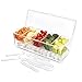 VEBO Ice Chilled 5 Compartment Condiment Server Caddy - Serving Tray Container with 5 Removable Dishes with over 2 Cup Capacity Each and Hinged Lid | 3 Serving Spoons + 3 Tongs Included