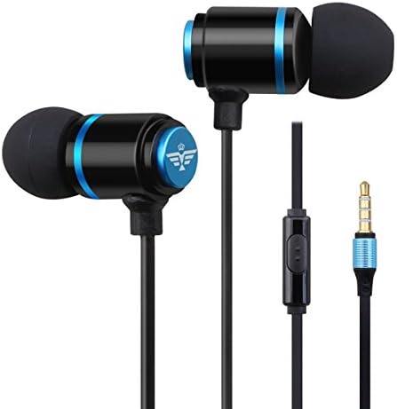 In Ear Headphones - Sport Earbuds with Mic Stereo Bass 3.5mm for Apple iOS and Android Smartphones PC Tablet (Blue)