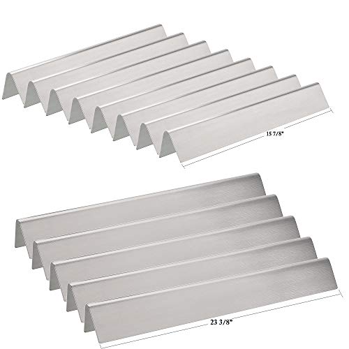 Hisencn Replacement Stainless Steel Flavorizer Bars, Heat Shield Plate Tent Deflector for Weber Platinum Series I and II, and Genesis 1000-5500 Gas Grills, 7538, Set of 13, 8 Short & 5 Long Bars