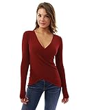 PattyBoutik Women's V Neck High-Low Hem Crossover Sweater